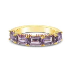 Natural Amethyst Gemstone With 18k Gold Plated Silver Ring for Women's #3223 - Picture 1 of 10