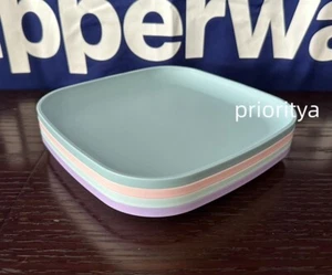 Tupperware Vintage Quadratisch Mittagessen Dessertteller 8" Pastellfarben 4er Set Neu - Bild 1 von 3