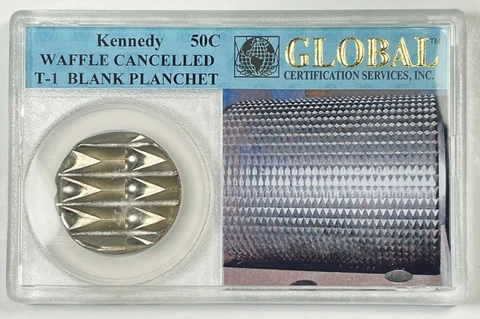 50c HALF DOLLAR BLANK PLANCHET MINT CANCELLED US COIN GLOBAL CERTIFIED Cover