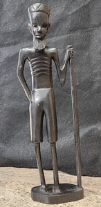 HOMBRE DE MADERA DE ÉBANO TALLADO A MANO TRIBAL AFRICANO DE COLECCIÓN CON ESTATUA DE PERSONAL MAASAI - Imagen 1 de 12