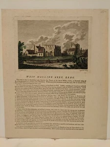 1773 Sparrow: West Malling Abby, Kent - placa de cobre original, color y texto - Imagen 1 de 4