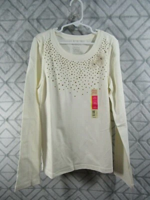Novo Top Glory Desbotado Tamanho L 10 12 Meninas Marfim Glitter Bling Manga Longa Casual  - Imagem 1 de 3