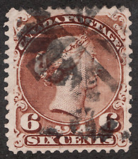 1868 Canada #27a - 6¢ Yellow Brown - Large Queen - Used Fancy Cancel Cv$160 CDN