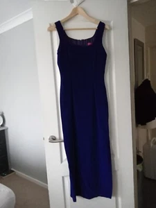 Vintage Blue Velvet Long Gown/Dress. Lined. Size 10. - Picture 1 of 24