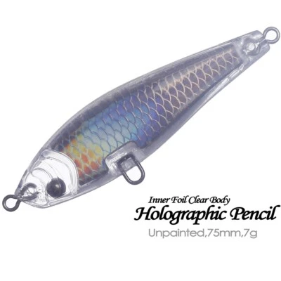 20PCS 7.5cm 7g Floating Inner Foil Pencil DIY Unpainted Bait Blank Fishing Lure - Image 1 of 4