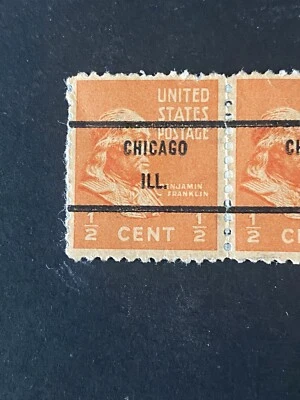 U.S   1/2 CENT BENJAMIN FRANKLIN  PRE-CANCELLED CHICAGO,ILL. - Image 1 of 4