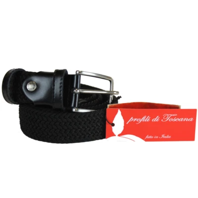 CINTURA UOMO  ELASTICO INTRECCIATA MADE IN ITALY ART.ELAST NERO - Immagine 1 di 4