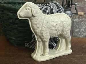 Primitive Antique Tin Metal Style Spring Sheep Easter Chocolate Mold Figurine - Picture 1 of 6