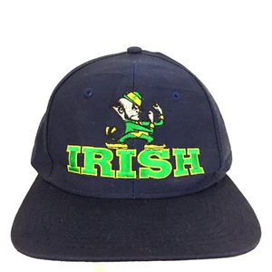 Vtg 90s Notre Dame Fighting Irish Hat Spell Out Logo Snap Back Baseball Dad Cap - Picture 1 of 12