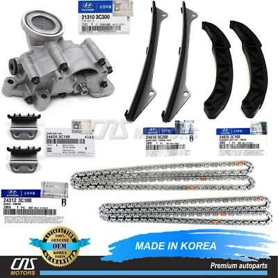 ⭐GENUINE⭐ Engine Timing Chain Kit w/ Oil Pump for 06-10 Hyundai Kia 3.3L 3.8L  - Image 1 of 4