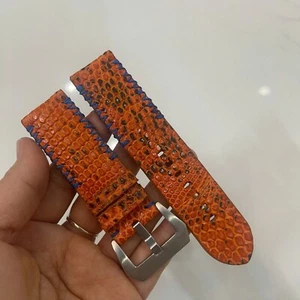 24mm/22mm Genuine Lizard leather watch strap band, leather watch strap Orange - Picture 1 of 10