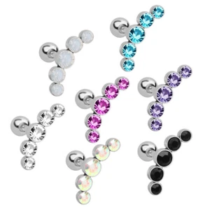 2X 16G Steel CZ Crystal Zircon Ear Tragus Earrings Cartilage Helix Stud Piercing - Picture 1 of 17