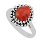 4.21cts Solitaire Natural Orange Mojave Turquoise Silver Ring Size 7.5 Y19813