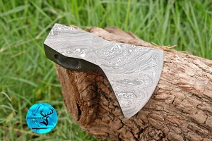 HANDMADE DAMASCUS STEEL AXE HEAD/HATCHET INTEGRAL VIKING THROWING TOMAHAWK - Picture 1 of 5