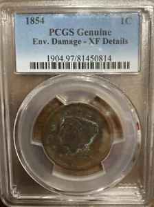 1854 Braided Hair Large Cent 1C Graded XF Details By PCGS - Picture 1 of 2