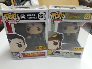 (2) FUNKO POP HOT TOPIC HAWKGIRL #223 DC COMICS BOMBSHELLS & #257 superman - Picture 1 of 9