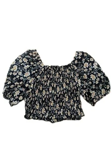 NWOT GYPSY LOVE Floral Off the Shoulder Smocked Crop Top Large boho peasant - Picture 1 of 6