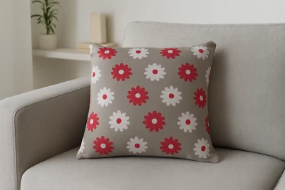Daisy Grey flower Cushions – 18"x18" - Image 1 of 4