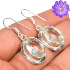 White Topaz Gemstone 925 Sterling Silver Earring Handmade Jewelry Earring - Picture 1 of 3