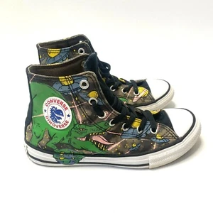 Converse Chuck Taylor All Star Junior 3 Mason Taupe Hi Dinoverse Dinosaur Shoes - Picture 1 of 7