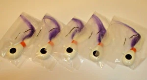 5 Pack Custom Made Purple / White Walleye Hair River Jigs 5/8 oz. Made In U.S.A. - Picture 1 of 5