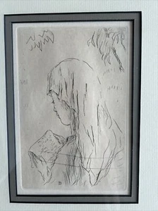 Vintage Pierre Bonnard "Jeune Fille Lisant" Original Etching w/ COA Framed - Bild 1 von 5