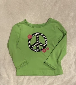 Girls Kellys Kids Green Peace Shirt Zebra Stripes, Size 3-4 - Picture 1 of 2