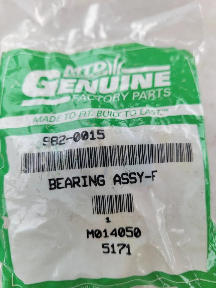 COJINETE DELANTERO PARTE ORIGINAL SEARS CRAFSTMAN 982-0015/bo de ubicación 002 Foto 1 de 1