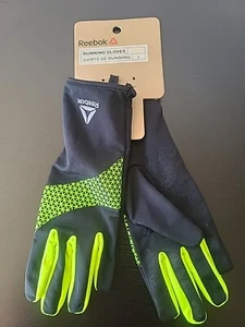 Reebok Mens/Womens Running Gloves Size L Black Green Unisex All Weather TouchTip - Picture 1 of 5