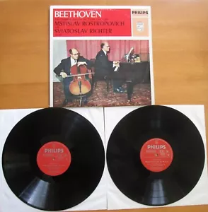 Beethoven Complete Cello Sonatas Rostropovich Richter 2xLP Philips 6999 015 EX - Picture 1 of 6