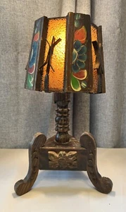 Vintage Arts & Crafts Spanish Revival Wood Floral Table Lamp Monterey Furniture - Picture 1 of 24