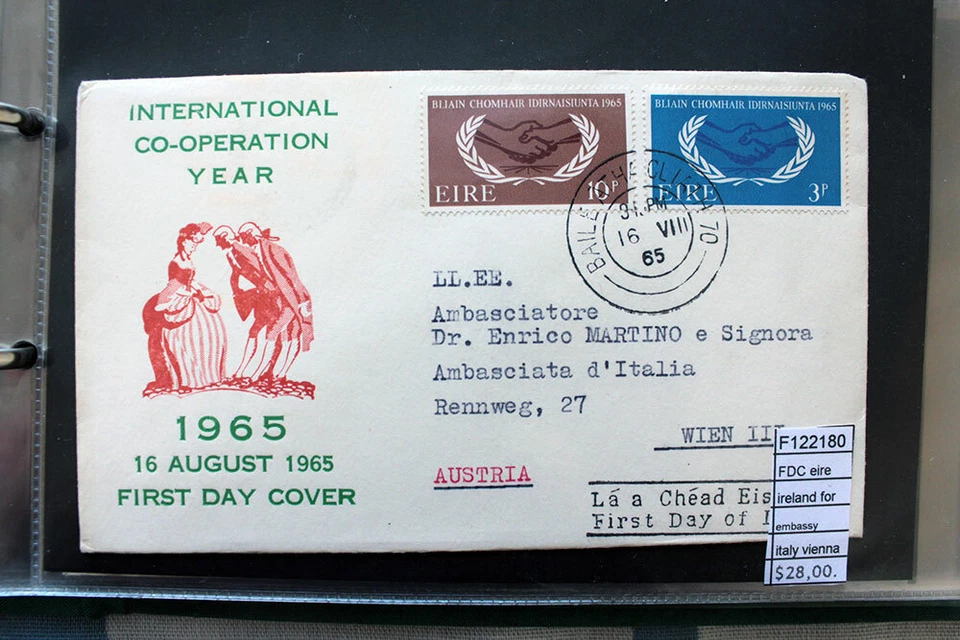 FDC EIRE IRELAND FOR EMBASSY ITALY WIEN (F122180) - Image 1 of 1