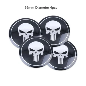 Punisher Car Wheel Centre Sticker Hub Cap Emblem Badge Decal 4pcs 56mm Diameter - Picture 1 of 5