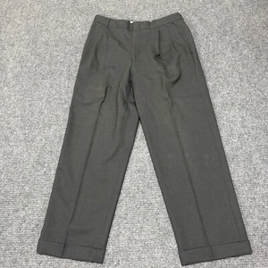 Brooks Brothers pantalone elegante uomo 33x29 grigio plissettato polsini 100% lana made in USA - Foto 1 di 11