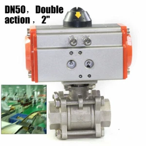 Válvula de bola neumática de 2 pulgadas Válvula accionada por aire Acero inoxidable Doble acción 1000 PSI - Imagen 1 de 12