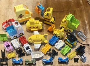 LEGO Duplo 30+ Pc Assorted Vehicle Lot Submarine Plane Dump Truck Cars Trailer - Picture 1 of 3