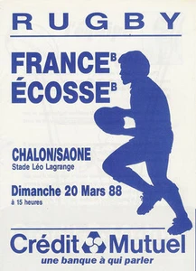 FRANCE B v SCOTLAND B 20 Mar 1988 RUGBY PROGRAMME - Picture 1 of 1