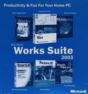 Microsoft Works Suite Home PC 2003 CD con clave de producto - nuevo sellado sin abrir - Imagen 1 de 1