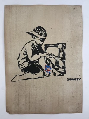 Pintura artística Banksy certificado de autenticidad dibujo original papel vintage firmado Foto 1 de 3
