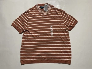 NEW- Size XXL Mens Perry Ellis Short Sleeve Crewneck Sweater Linen Blend Copper - Picture 1 of 9
