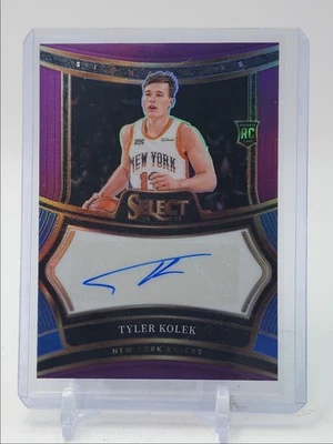 TYLER KOLEK 2024-25 SELECT ROOKIE SIGNATURES PURPLE PRIZM RC AUTO /75 Q3517 - Image 1 of 2