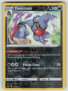Toxicroak Holo Rare SWSH01: Sword & Shield Base Set 124/202 NM - Picture 1 of 2