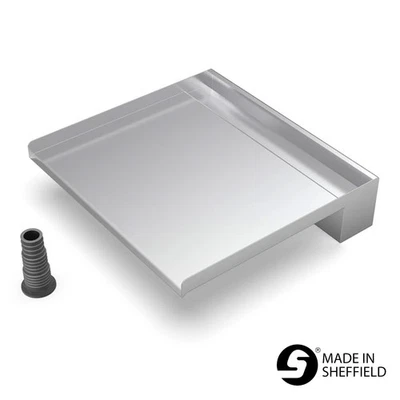 400 mm Edelstahl Wasserfall Wasserklinge Kaskade 300 mm Auslauf - Rückeinlass - Bild 1 von 3