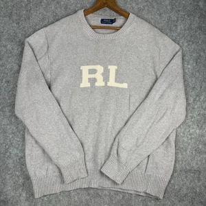 Suéter de punto de algodón RL gris jaspeado Polo Ralph Lauren vintage para hombre talla XXL 2XL - Imagen 1 de 16