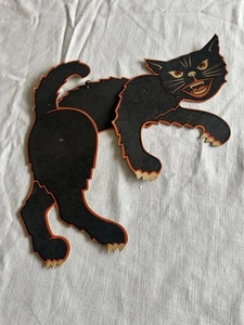 Rare Vintage Large 17” Black Cat Die Cut Cardboard Jointed Movable Halloween - Picture 1 of 7