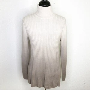 Lafayette 148 cream taupe gray ombré ribbed cashmere sweater size Small - Picture 1 of 14