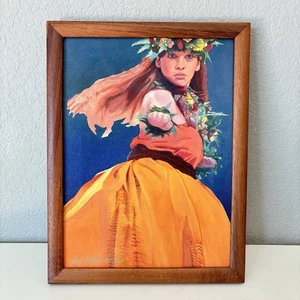 Suzy Papanikolas Signed 5/150 Limited Framed Canvas Print Miss Aloha Hula 13x10” - Picture 1 of 9