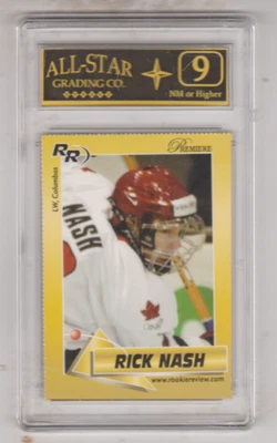 2002 - Rookie Review - Gold - Rick Nash - ROOKIE CARD - GRADED MINT 9!!! - Image 1 of 2