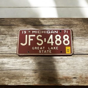 Matrícula Michigan 1971 JFS-488 Great Lake State - Imagen 1 de 5