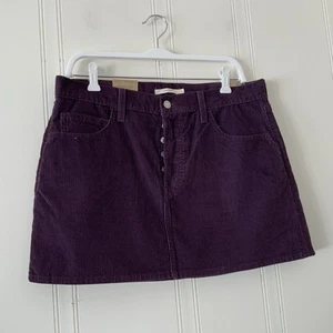 NWT Women's Levi's Purple Corudroy Mini Skirt Casual Sz 31 Cotton Buttons - Picture 1 of 6